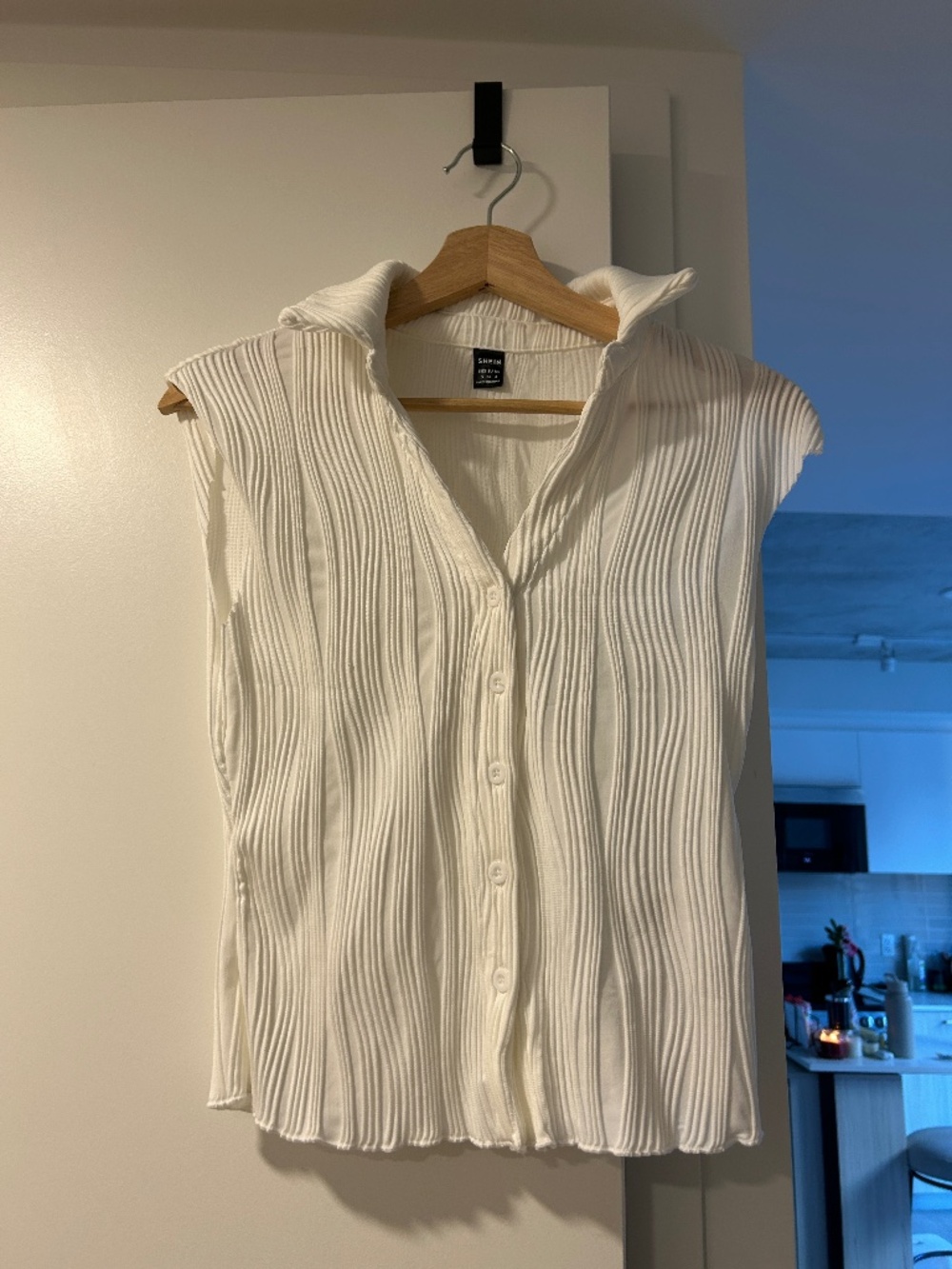 SHEIN ribbed button up blouse